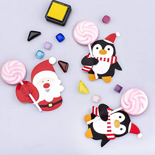 Whaline 100 tarjetas de Navidad para paletas, diseño de pingüino de Papá Noel, caramelos, chocolate, papel de regalo de Navidad, fiesta de cumpleaños, decoración de boda (no incluye paleta)
