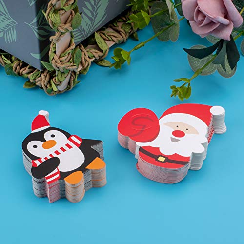 Whaline 100 tarjetas de Navidad para paletas, diseño de pingüino de Papá Noel, caramelos, chocolate, papel de regalo de Navidad, fiesta de cumpleaños, decoración de boda (no incluye paleta)