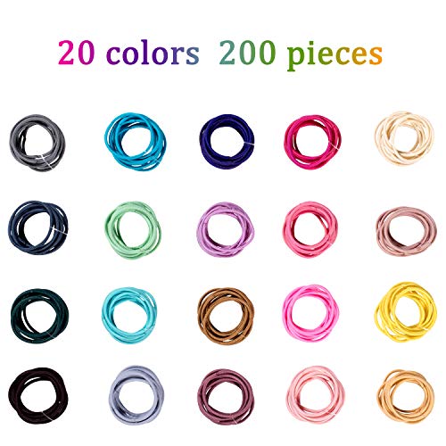 Whaline 200Pcs Lazos para el Cabello del Bebé,Bandas de Pelo Multicolores,Elásticas Pequeñas Gomas para el Pelo,Accesorios para el Cabello para Niños Bebés,2.5cm de Diámetro(20 Colores, 2mm de Grosor)