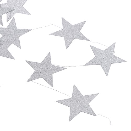 Whaline - Guirnalda de papel con diseño de estrella, 16 m, para decoración de bodas, vacaciones, fiestas de cumpleaños, 7 cm