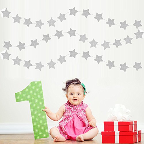 Whaline - Guirnalda de papel con diseño de estrella, 16 m, para decoración de bodas, vacaciones, fiestas de cumpleaños, 7 cm