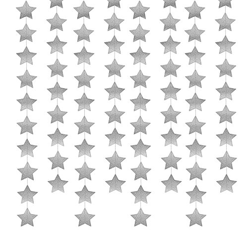 Whaline - Guirnalda de papel con diseño de estrella, 16 m, para decoración de bodas, vacaciones, fiestas de cumpleaños, 7 cm
