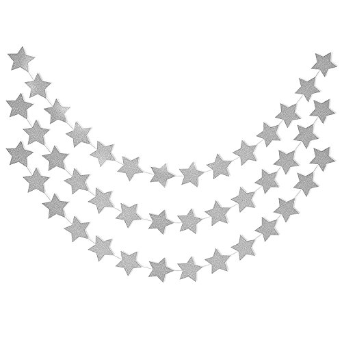 Whaline - Guirnalda de papel con diseño de estrella, 16 m, para decoración de bodas, vacaciones, fiestas de cumpleaños, 7 cm