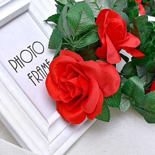 Whaline - Lote de 2 flores artificiales para colgar rosas artificiales de 4,6 m, para casa, hotel, oficina, boda, fiesta, jardín, manualidades, decoración de arcos