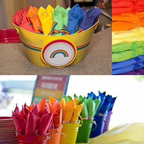 Whaline - Servilletas de papel de cóctel (120 unidades, 2 capas, para decoración de fiestas), color arcoíris