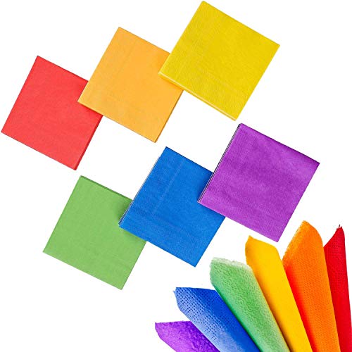 Whaline - Servilletas de papel de cóctel (120 unidades, 2 capas, para decoración de fiestas), color arcoíris