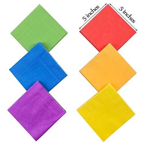Whaline - Servilletas de papel de cóctel (120 unidades, 2 capas, para decoración de fiestas), color arcoíris