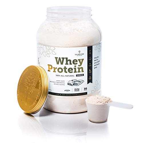 Whey Protein | Polvo de proteína de suero 1kg | 100% Ingredientes Todo-Naturales | Delicioso sabor a chocolate natural | Sin azúcar añadido | Sin Colores Artificiales, Edulcorantes o Sabores