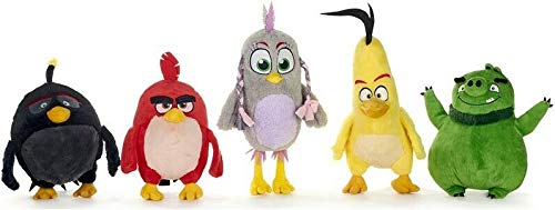 WHITEHOUSE LEISURE - Juego Completo 5 Plush Angry Birds Película 2 Red Chuck Bomb Leonard Silver Original ROVIO - Multicolor - 25/35cm