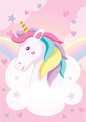 WIETRE® Juego de 3 figuras de unicornio para habitación de bebé, decoración para niñas, póster DIN A4, unicornio, regalo de animales, póster para niñas, decoración de arco iris, sin marco