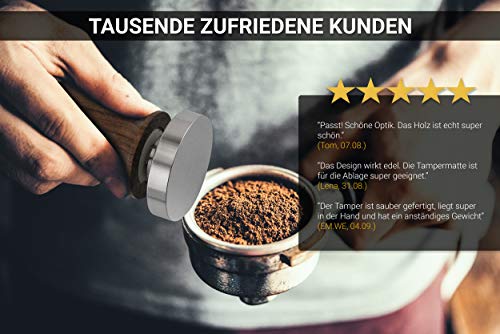 Wildext Set de Prensa Premium para Café Espresso – Set de Barista para el café perfecto - Vaporizador de café de acero inoxidable con mango ergonómico de madera – ¡Incluye tapete para Prensa a juego!