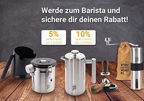 Wildext Set de Prensa Premium para Café Espresso – Set de Barista para el café perfecto - Vaporizador de café de acero inoxidable con mango ergonómico de madera – ¡Incluye tapete para Prensa a juego!