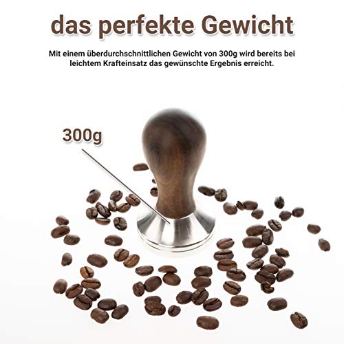Wildext Set de Prensa Premium para Café Espresso – Set de Barista para el café perfecto - Vaporizador de café de acero inoxidable con mango ergonómico de madera – ¡Incluye tapete para Prensa a juego!