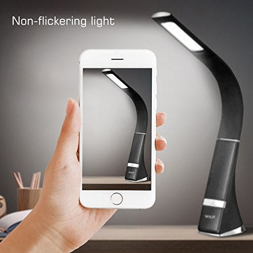 WILIT U2C 7W Lámpara de Escritorio LED Recargable, Lámpara de mesa con protección para los ojos, 3 niveles de brillo ajustables, negro
