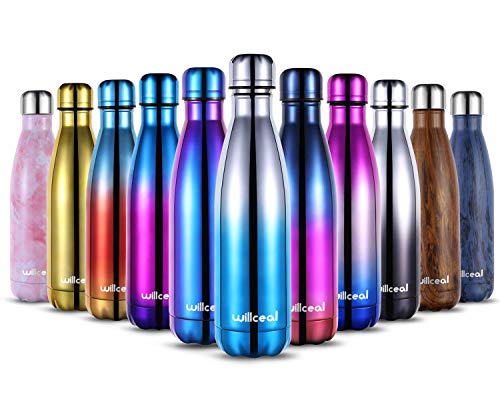 willceal Botella de Agua de Doble Pared de Acero Inoxidable con Aislamiento al vacío, 500 ml, a Prueba de Fugas, para Mantener el frío y Bebidas Calientes, para Deportes al Aire Libre, Camping, etc