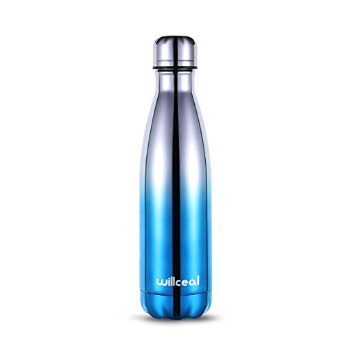 willceal Botella de Agua de Doble Pared de Acero Inoxidable con Aislamiento al vacío, 500 ml, a Prueba de Fugas, para Mantener el frío y Bebidas Calientes, para Deportes al Aire Libre, Camping, etc