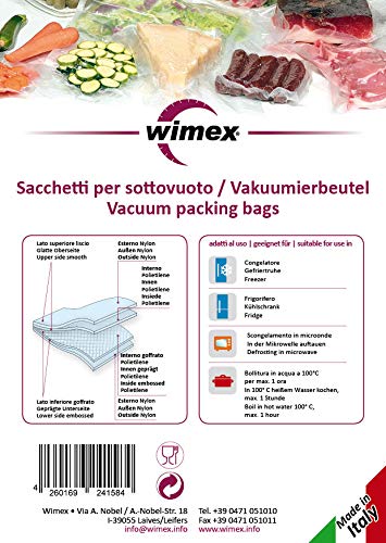 Wimex Bolsas AL Vacío para Alimentos Paquetes 100 Piezas (2 Rollos 20x600cm)