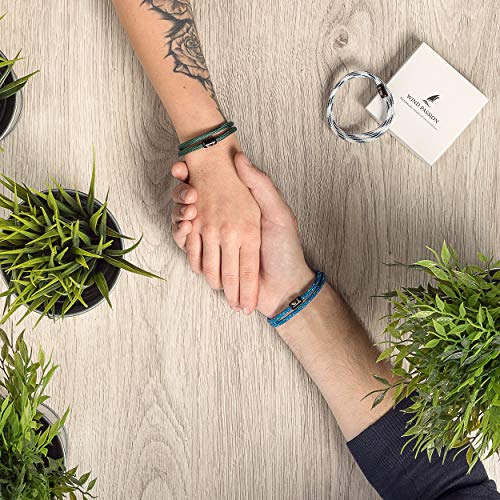Wind Passion Pulsera Verde Magnética de Cuerda Trenzada Nautica para Hombre y Mujer, Tall X-Large