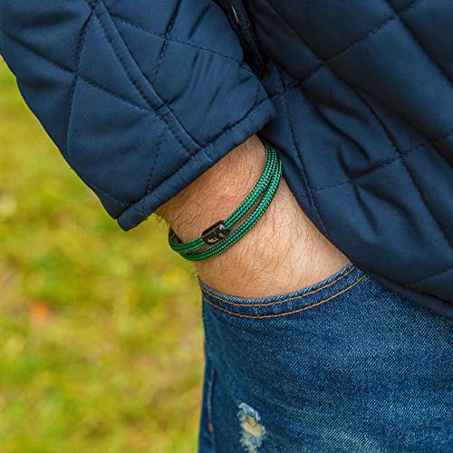 Wind Passion Pulsera Verde Magnética de Cuerda Trenzada Nautica para Hombre y Mujer, Tall X-Large