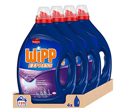 Wipp Express Detergente Líquido Lavanda 30 Lavados - Pack de 4, Total: 120 Lavados