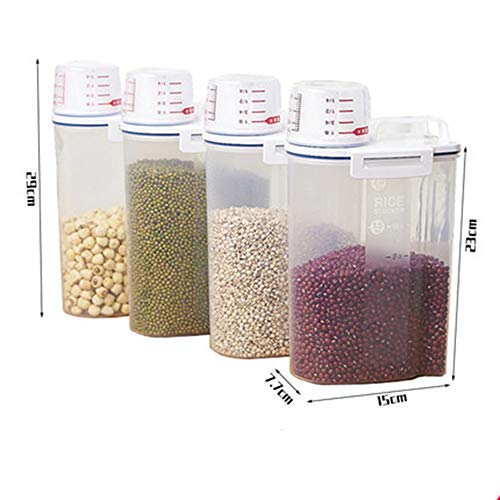 Withere Contenedores De Almacenamiento De Alimentos, Tanque De Almacenamiento Grande Sellado, Barril De Harina De Arroz Sellado Casero para Cocina, Paquete De 4