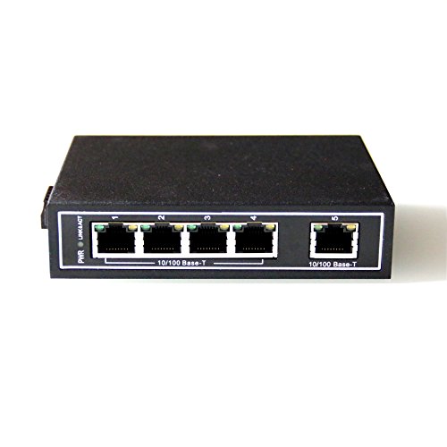 WIWAV WDH-5ET-DC 10/100Mbps Switches Ethernet industriales de 5 Puertos no administrados con riel DIN/Montaje en Pared (sin Ventilador, -30 ℃ ~ 75 ℃)