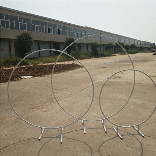 Wj Hierro Anillo Redondo Arco Telón de Fondo Círculo Arco Decoración de la Boda Accesorios para el Arco de la Boda Césped Seda Flor Artificial Fila Soporte para Fiesta de cumpleaños Blanco,2 Meters