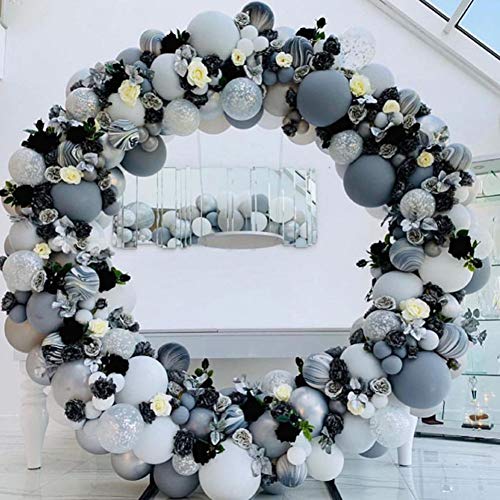 Wj Hierro Anillo Redondo Arco Telón de Fondo Círculo Arco Decoración de la Boda Accesorios para el Arco de la Boda Césped Seda Flor Artificial Fila Soporte para Fiesta de cumpleaños Blanco,2 Meters