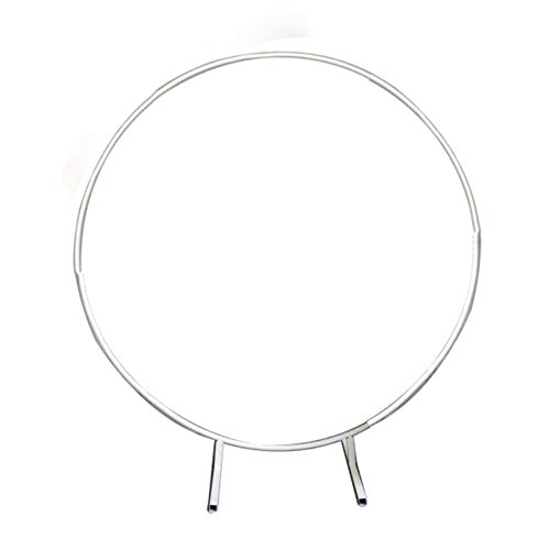 Wj Hierro Anillo Redondo Arco Telón de Fondo Círculo Arco Decoración de la Boda Accesorios para el Arco de la Boda Césped Seda Flor Artificial Fila Soporte para Fiesta de cumpleaños Blanco,2 Meters