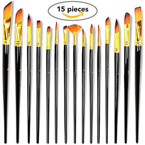 WLOT 15pcs Juego de Pinceles de Pintura de nilón de manija de Madera de Formas Diferentes de Pintura al óleo de guache Acuarela proveedores de Arte acrílicos Cepillo de Pintura.