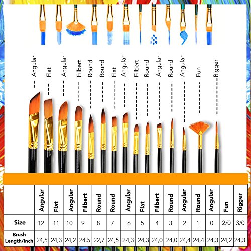 WLOT 15pcs Juego de Pinceles de Pintura de nilón de manija de Madera de Formas Diferentes de Pintura al óleo de guache Acuarela proveedores de Arte acrílicos Cepillo de Pintura.
