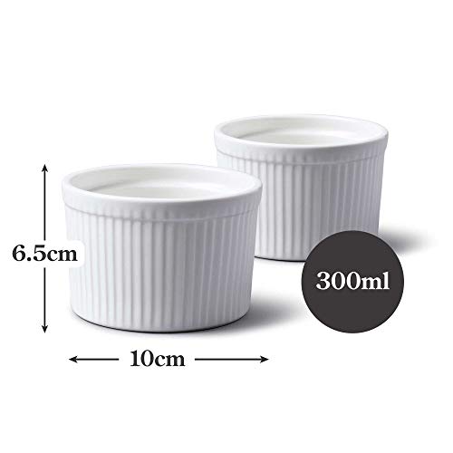 WM Bartleet & Sons 1750 - Juego de 2 ramequines de porcelana con tapas, Blanco, Set of 2-10x10x7cm