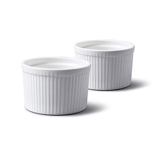 WM Bartleet & Sons 1750 - Juego de 2 ramequines de porcelana con tapas, Blanco, Set of 2-10x10x7cm