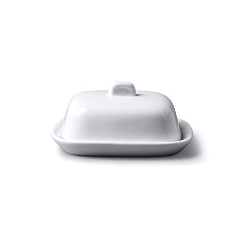 WM Bartleet & Sons 1750 T394 Plato de Mantequilla Tradicional de Porcelana, 10 cm, con Tapa, Color Blanco