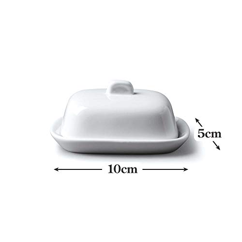 WM Bartleet & Sons 1750 T394 Plato de Mantequilla Tradicional de Porcelana, 10 cm, con Tapa, Color Blanco