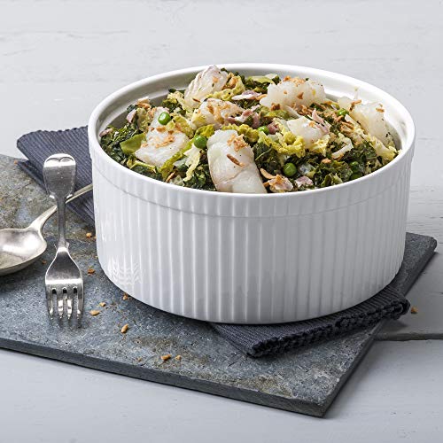 WM Bartleet & Sons - Plato para soufflé, de porcelana, tradicional, profesional, color blanco, Blanco, 22 cm