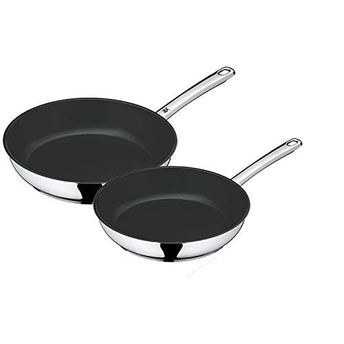 WMF Cerámicas Juego de sartenes con espátula (2 Piezas), Acero Inoxidable Pulido, 28 cm, 3 Unidades