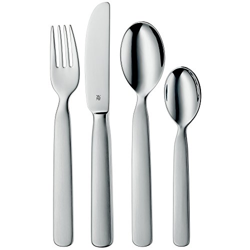 WMF First Lyric - Cubertería para niños 4 piezas (tenedor, cuchillo de mesa, cuchara y cuchara pequeña) (WMF Kids infantil)