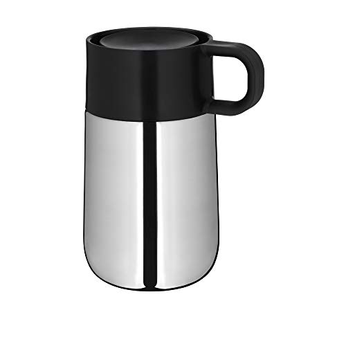 WMF Impulse Travel Mug - Taza térmica (acero inoxidable, 0,3 l, cierre automático, apertura de 360°, mantiene las bebidas calientes y frías durante 6 horas, 12 horas