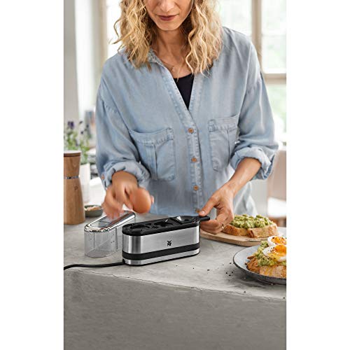 WMF Kitchenminis Hervidor de huevos 250 W, hasta 2 huevos, libre de BPA, Tritan, Acero Inoxidable Cromargan, con Perforador de Huevos