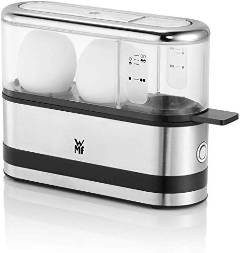 WMF Kitchenminis Hervidor de huevos 250 W, hasta 2 huevos, libre de BPA, Tritan, Acero Inoxidable Cromargan, con Perforador de Huevos