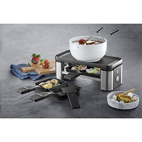 WMF Kuchenminis Parilla Racleta Con Accesorios, 370 W, Cromargan/Revestimiento Antiadherente, Negro/Plateado