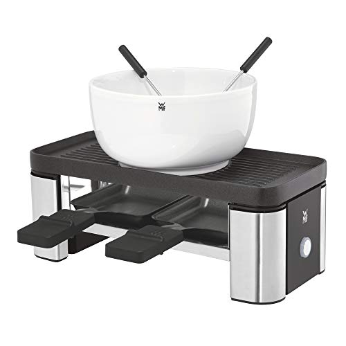 WMF Kuchenminis Parilla Racleta Con Accesorios, 370 W, Cromargan/Revestimiento Antiadherente, Negro/Plateado
