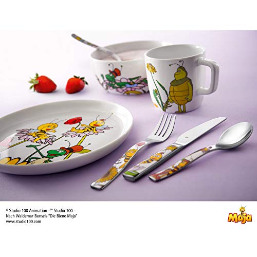 WMF La abeja Maya - Vajilla para niños 6 piezas, incluye plato, cuenco y cubertería (tenedor, cuchillo de mesa, cuchara y cuchara pequeña) (WMF Kids infantil)