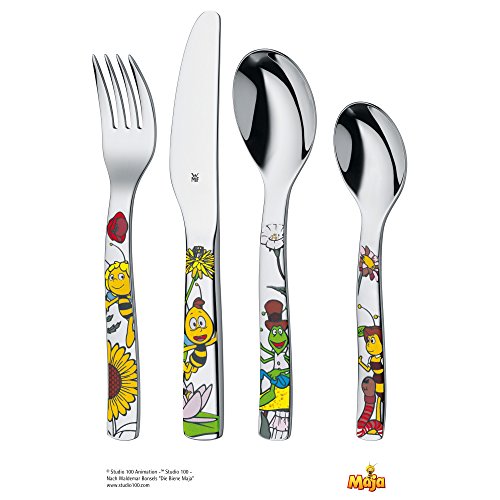 WMF La abeja Maya - Vajilla para niños 6 piezas, incluye plato, cuenco y cubertería (tenedor, cuchillo de mesa, cuchara y cuchara pequeña) (WMF Kids infantil)