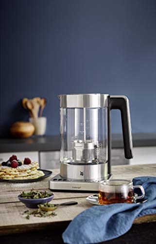 WMF Lono 04.1316.0011 - Tetera eléctrica (1,7 L, 3000 W, Negro, Acero inoxidable, Transparente, Ajustes de termostato, Indicador de nivel de agua, Sin cables)