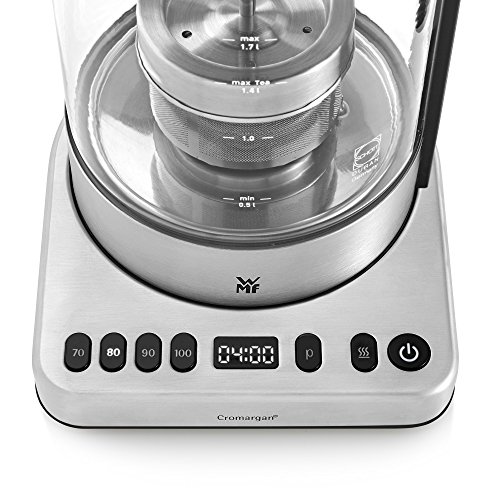 WMF Lono 04.1316.0011 - Tetera eléctrica (1,7 L, 3000 W, Negro, Acero inoxidable, Transparente, Ajustes de termostato, Indicador de nivel de agua, Sin cables)