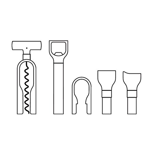 WMF Negro baric Sommelier Set, 5 Piezas en Caja de Madera de Nogal, sacacorchos, Cortador, Botella Cierre, decantador de Vino, abrebotellas, Color, Plástico
