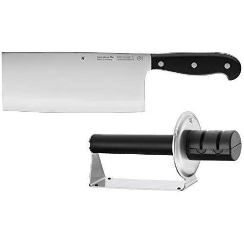 WMF Spitzenklasse Plus Cuchillo Hacha con afilador, Acero Inoxidable, Negro, 2 Piezas