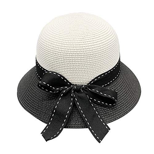 WMHA Xieke127-es versión Coreana de la Sra ollas Mosaico Viajes Blanco y Negro Sombrero de Playa del Sol del Sombrero del Verano (Color : Black)